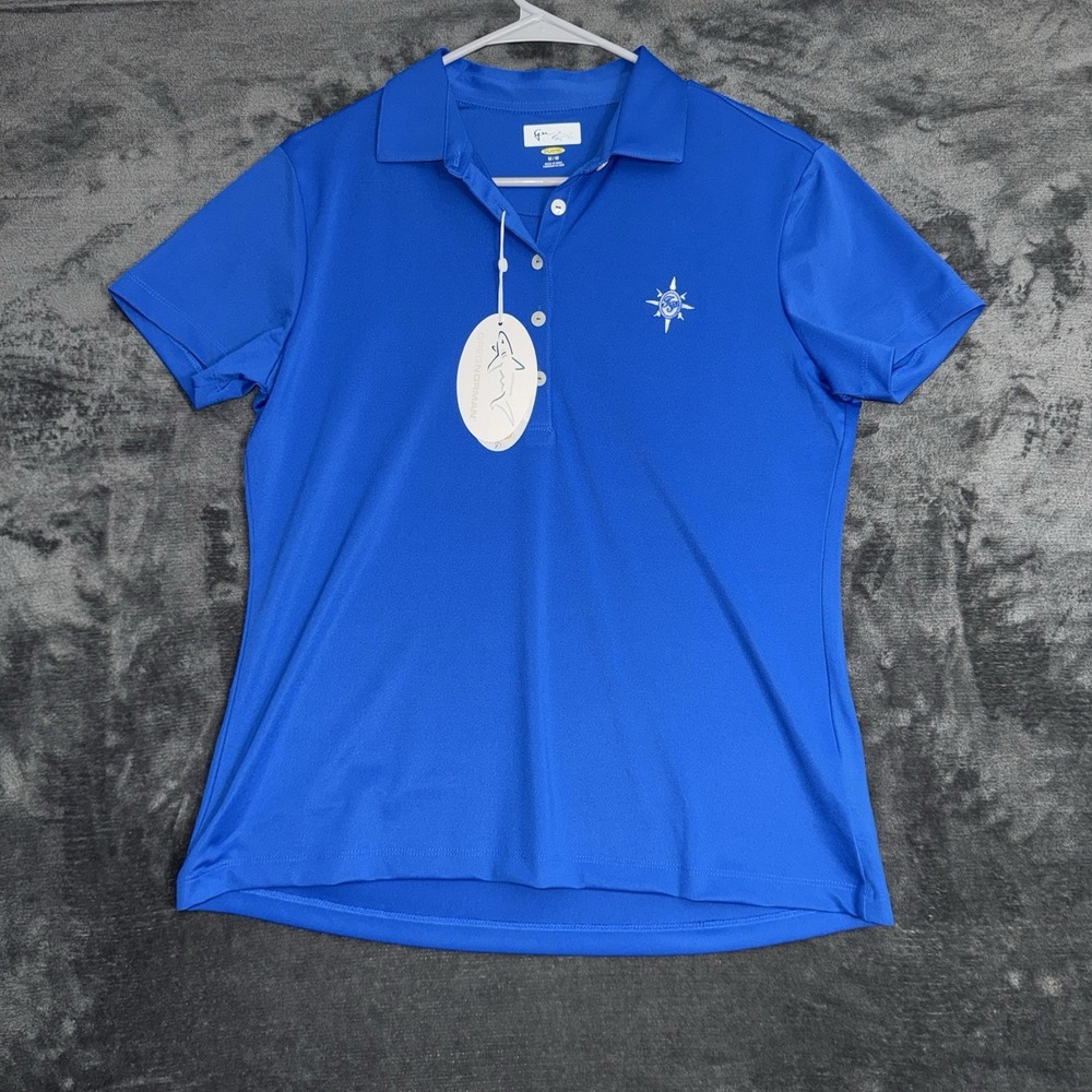 Women's Medium Greg Norman Performance Golf Polo Blue NWT CC Logo